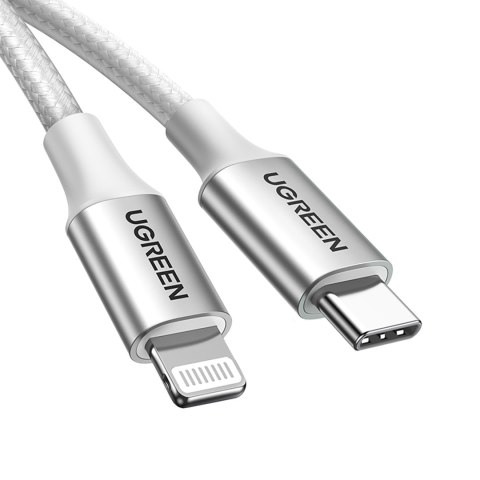 Kabel przewód USB-C - iPhone Lightning MFi 1m - srebrny UGREEN