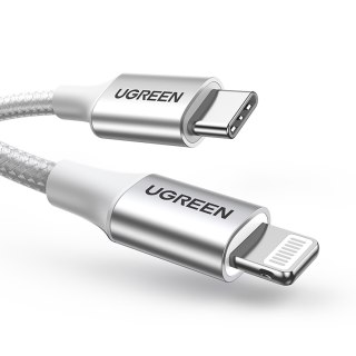 Kabel przewód USB-C - iPhone Lightning MFi 1m - srebrny UGREEN