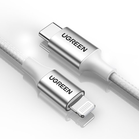 Kabel przewód USB-C - iPhone Lightning MFi 1m - srebrny UGREEN