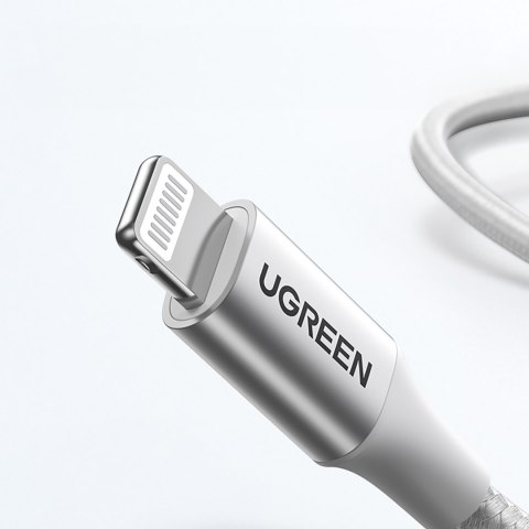 Kabel przewód USB-C - iPhone Lightning MFi 1m - srebrny UGREEN
