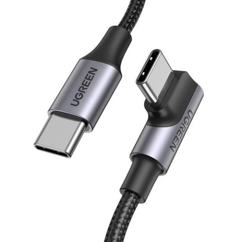 Kabel przewód kątowy USB-C PD QC 100W 5A 1m czarny UGREEN