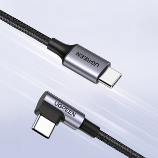 Kabel przewód kątowy USB-C w oplocie 480Mb/s 0.5m czarno szary UGREEN