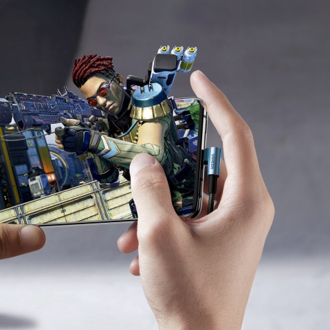 Kabel przewód kątowy USB-C w oplocie 480Mb/s 2m czarno szary UGREEN