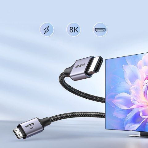 Kabel przewód mini HDMI - HDMI 2.1 8K 1m - szary UGREEN