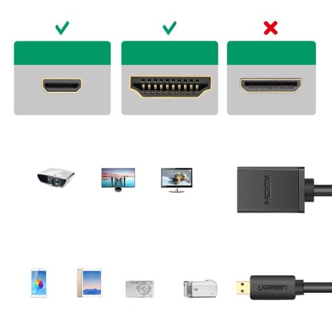 Kabel przewód przejściówka HDMI - micro HDMI 20cm czarny UGREEN