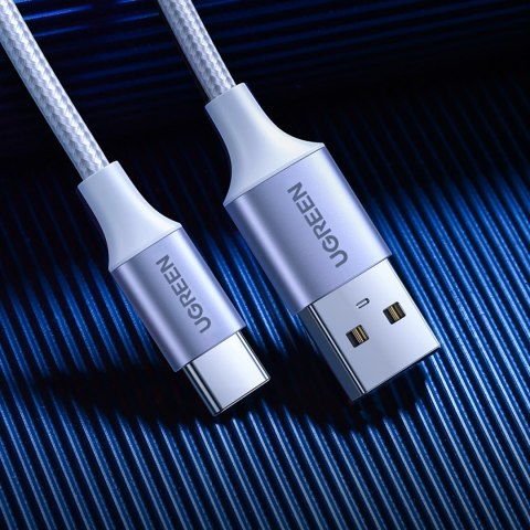 Kabel przewód w oplocie USB-A - USB-C QC 3.0 3A 1m - biały UGREEN