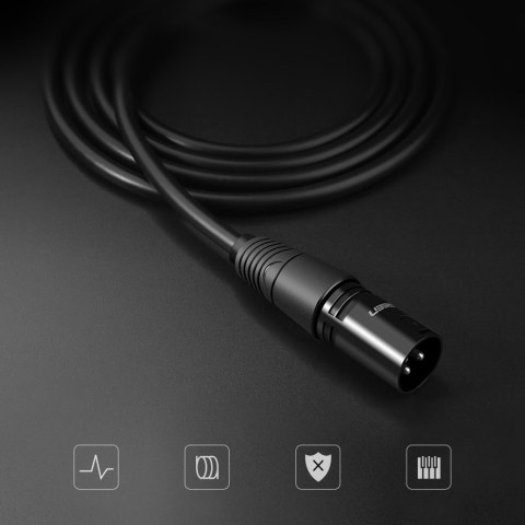 Przedłużacz kabel przewód audio do mikrofonu XLR 1m czarny UGREEN
