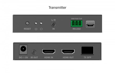 Przedłużacz (extender) światłowodowy HDMI 4K/60Hz przez IP 1G lub do 40km/300m, HDMI Loop-Out, sterowanie IR - zestaw (odbiornik Digitus