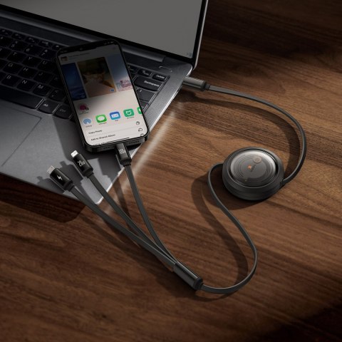 3w1 Kabel uniwersalny zwijany USB-C - Lightning / USB-C / micro USB 100W 1.1m - czarny BASEUS