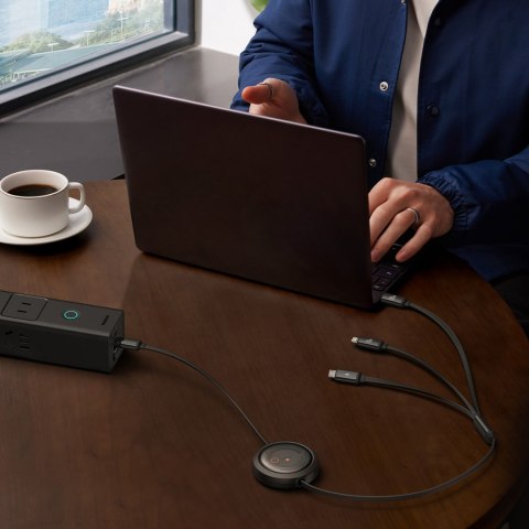 3w1 Kabel uniwersalny zwijany USB-C - Lightning / USB-C / micro USB 100W 1.1m - czarny BASEUS