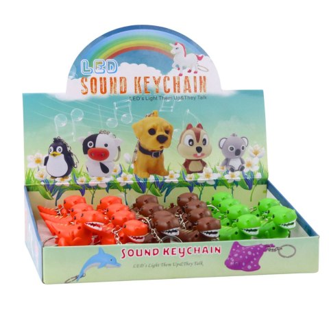 Brelok Do Kluczy Plecaka Dinozaur Latarka LED Dźwięki Zielony LEAN TOYS