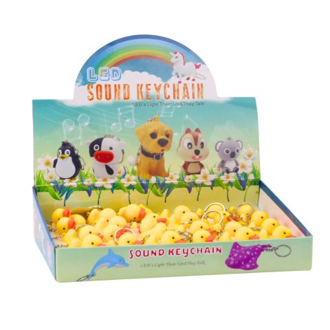 Brelok Do Kluczy Plecaka Kaczka Latarka LED Dźwięki Żółta LEAN TOYS