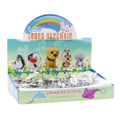 Brelok Do Kluczy Plecaka Kotek Jednorożec Róg LED Dźwięki Szary LEAN TOYS