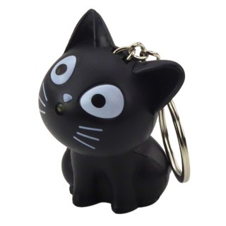 Brelok Do Kluczy Plecaka Kotek Latarka LED Dźwięki Szary LEAN TOYS