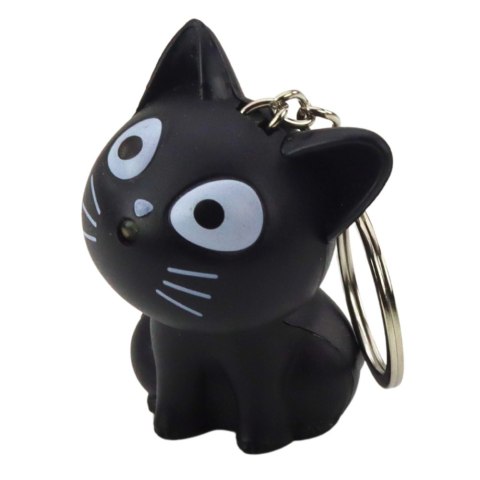 Brelok Do Kluczy Plecaka Kotek Latarka LED Dźwięki Szary LEAN TOYS