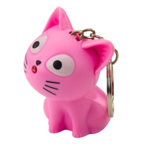 Brelok Do Kluczy Plecaka Kotek Latarka LED Dźwięki Szary LEAN TOYS