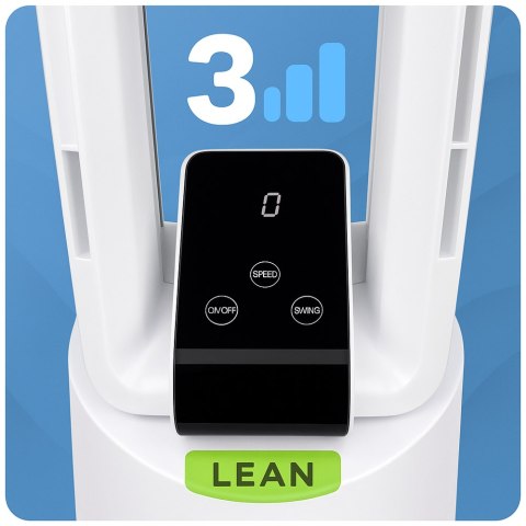 Wentylator Bezłopatkowy Podłogowy Oscylacja Timer Wyświetlacz LCD PILOT LEAN