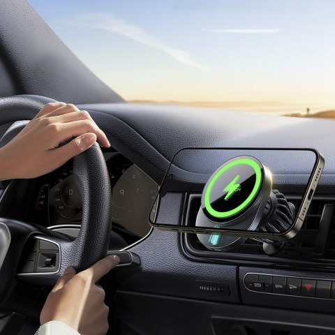 Uchwyt magnetyczny na telefon z ładowarką indukcyjną 15W na kratkę nawiewu - czarny JOYROOM