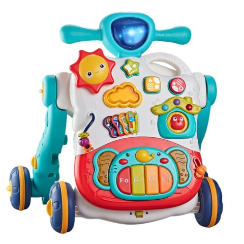 Jeździk Pchacz Interaktywny Stolik Edukacyjny Panel 3w1 Niebieski LEAN Toys