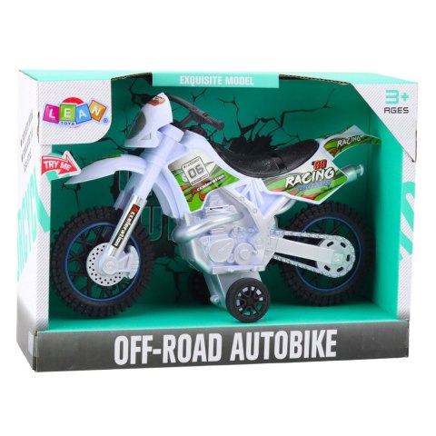 Motor Crossowy Off-Road Napęd Światła Dźwięki Biały LEAN Toys