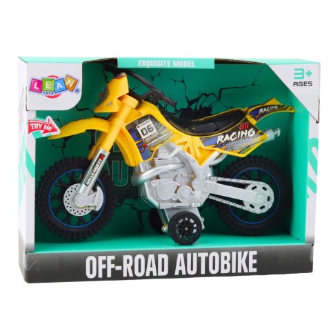 Motor Crossowy Off-Road Napęd Światła Dźwięki Żółty LEAN Toys