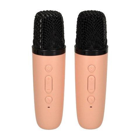 Zestaw do karaoke głośnik Bluetooth 2 mikrofony USB LED 6W różowy Kik Sp. z o. o. Sp. k.