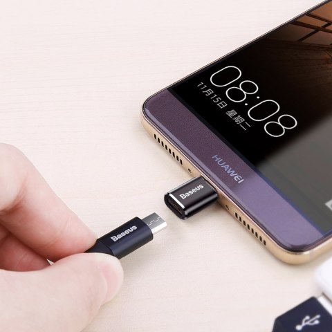 Adapter Mini przejściówka z micro USB na USB-C - czarny BASEUS