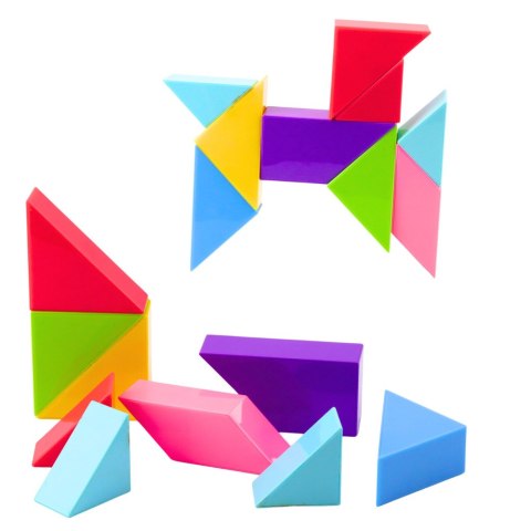 Klocki Magnetyczne Tangram Kolorowa Układanka Naklejki 9 el. LEAN Toys