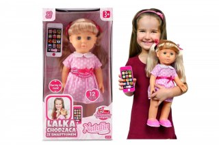 Lalka Natalia chodząca ze smartfonem 41cm Artyk