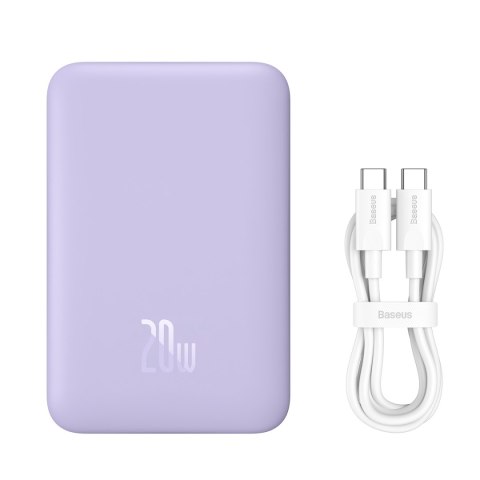 Powerbank magnetyczny indukcyjny 10000mAh 20W + kabel USB-C - fioletowy BASEUS