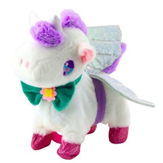 Interaktywny Jednorożec Na Smyczy Chodzi Dźwięki Galopu Odpinane Skrzydła LEAN Toys