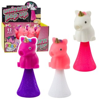 Skaczący Jednorożec Na Sprężynie Pop Up Biały Różowy 10cm Mix LEAN Toys