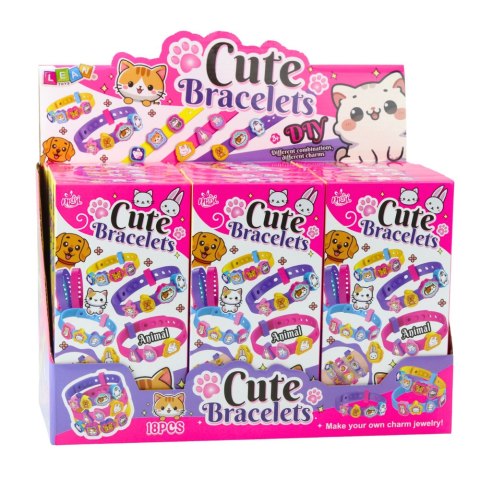 Zestaw Bransoletek DIY Zawieszki Zwierzątka 4 Bransoletki Regulowane LEAN TOYS