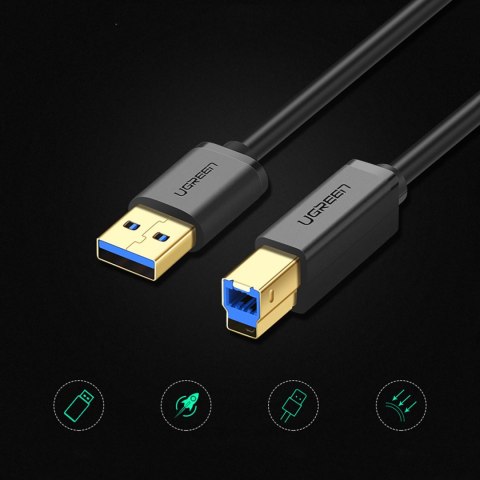 Kabel przewód do drukarki USB-A 3.0 - USB-B 5Gbps 1m - czarny UGREEN