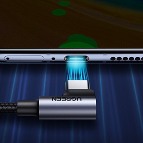 Kabel przewód kątowy USB-C - USB 2.0 480Mb/s 3A 3m czarny UGREEN