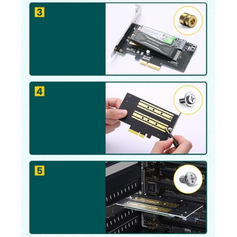 Karta rozszerzeń adapter PCIe 3.0 x4 dodatkowe dwa sloty SSD M.2 M-Key i M.2 B-Key UGREEN