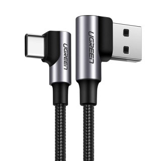 Kątowy kabel przewód USB - USB-C QC 3.0 3A 1m szary UGREEN
