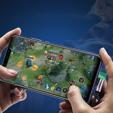 Kątowy kabel przewód USB - USB-C QC 3.0 3A 1m szary UGREEN