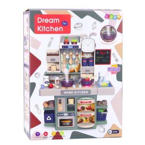 Kuchnia Dziecięca Dla Dzieci Para Wodna Światła Dźwięki Akcesoria 33 el. LEAN Toys