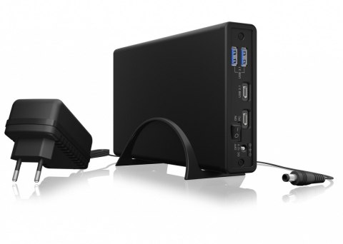 Obudowa IB-382H-C31 2,5/3,5 HDD z wbudowanym HUB 1xUSB-C, 2xUSB -A, 12V2A IcyBox
