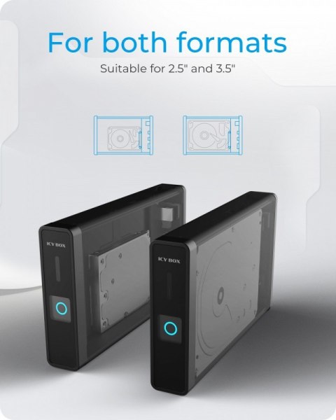 Obudowa IB-382H-C31 2,5/3,5 HDD z wbudowanym HUB 1xUSB-C, 2xUSB -A, 12V2A IcyBox