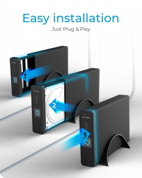 Obudowa IB-382H-C31 2,5/3,5 HDD z wbudowanym HUB 1xUSB-C, 2xUSB -A, 12V2A IcyBox