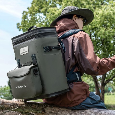 Plecak turystyczny termiczny izolowany z saszetką 20l - zielony ROCKBROS