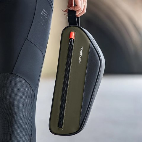 Torba rowerowa na ramę roweru z kieszenią boczną 1.7l - zielono-czarna ROCKBROS