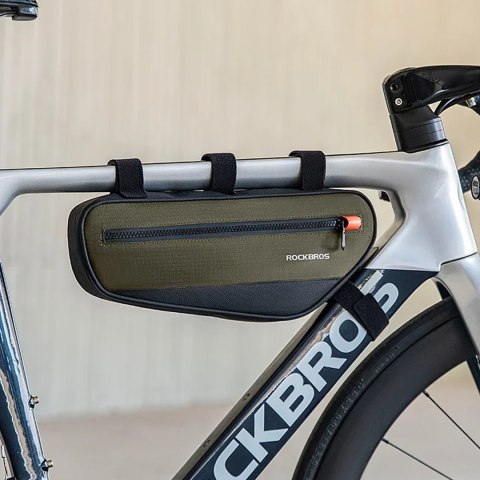 Torba rowerowa na ramę roweru z kieszenią boczną 1.7l - zielono-czarna ROCKBROS