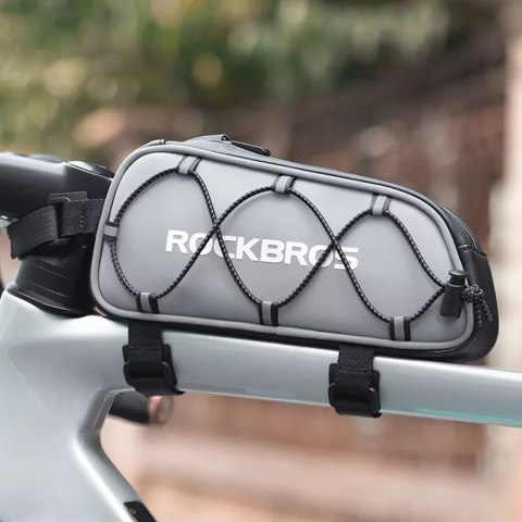Torba sakwa rowerowa mocowana na ramę 0.9l - srebrna ROCKBROS