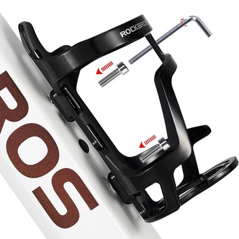 Uchwyt rowerowy na butelkę bidon mocowanie szyjką do dołu - czarny ROCKBROS