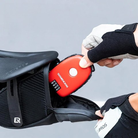 Zapięcie blokada rowerowe z linką zwijaną i zamkiem szyfrowym - czerwone ROCKBROS