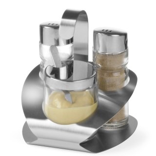 Zestaw do przypraw ze stali nierdzewnej sól pieprz musztarda - Hendi 465332 Hendi