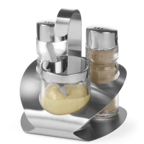 Zestaw do przypraw ze stali nierdzewnej sól pieprz musztarda - Hendi 465332 Hendi